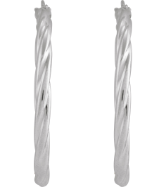 689090 Earring 14K White 30 Mm 2.5 Mm Pair Hinged Polished Hollow Twisted Hoop Earrings