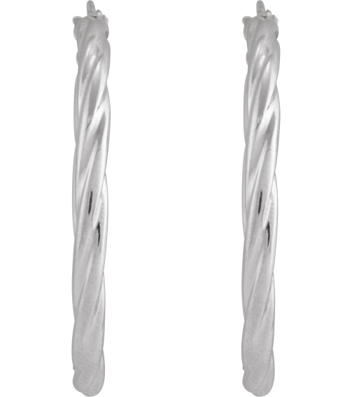 689090 Earring 14K White 30 Mm 2.5 Mm Pair Hinged Polished Hollow Twisted Hoop Earrings
