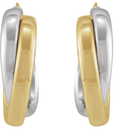 689091 Earring 14K YellowWhite 15 Mm 5.7 Mm Pair Catch Polished Hollow Double Hoop Earrings