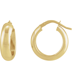 689092 Earring 14K Yellow 17 Mm 6 Mm Pair Catch Polished Half Round Tube Hoop Earrings