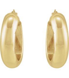 689092 Earring 14K Yellow 17 Mm 6 Mm Pair Catch Polished Half Round Tube Hoop Earrings