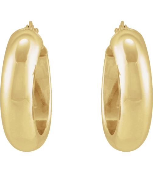 689092 Earring 14K Yellow 17 Mm 6 Mm Pair Catch Polished Half Round Tube Hoop Earrings