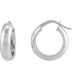 689092 Earring 14K White 17 Mm 6 Mm Pair Hinged Polished Half Round Tube Hoop Earrings