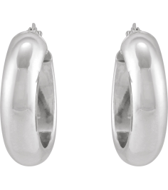 689092 Earring Sterling Silver 17 Mm 6 Mm Pair Catch Polished Half Round Tube Hoop Earrings