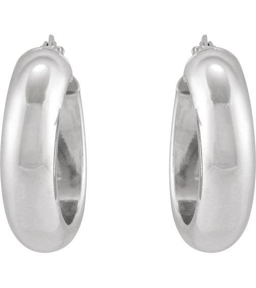 689092 Earring Sterling Silver 17 Mm 6 Mm Pair Catch Polished Half Round Tube Hoop Earrings