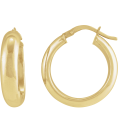 689092 Earring 14K Yellow 25 Mm 4.9 Mm Pair Catch Polished Half Round Tube Hoop Earrings