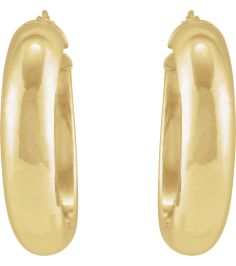 689092 Earring 14K Yellow 25 Mm 4.9 Mm Pair Catch Polished Half Round Tube Hoop Earrings