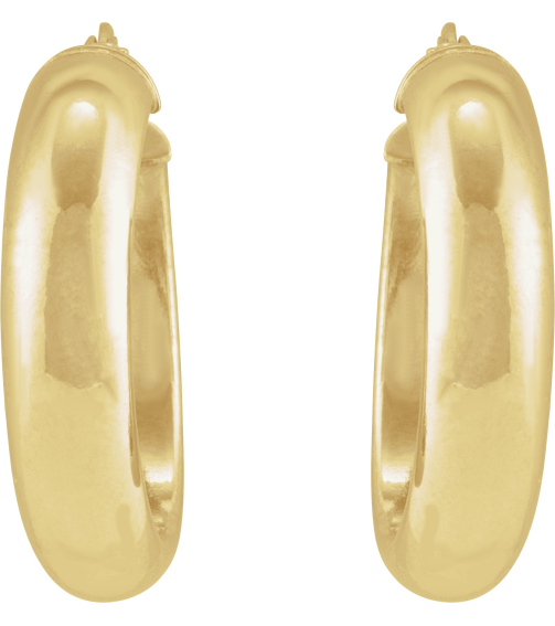 689092 Earring 14K Yellow 25 Mm 4.9 Mm Pair Catch Polished Half Round Tube Hoop Earrings
