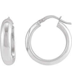 689092 Earring Sterling Silver 25 Mm 4.9 Mm Pair Catch Polished Half Round Tube Hoop Earrings