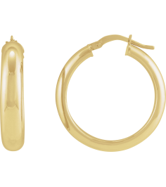 689092 Earring 14K Yellow 30 Mm 4.6 Mm Pair Catch Polished Half Round Tube Hoop Earrings