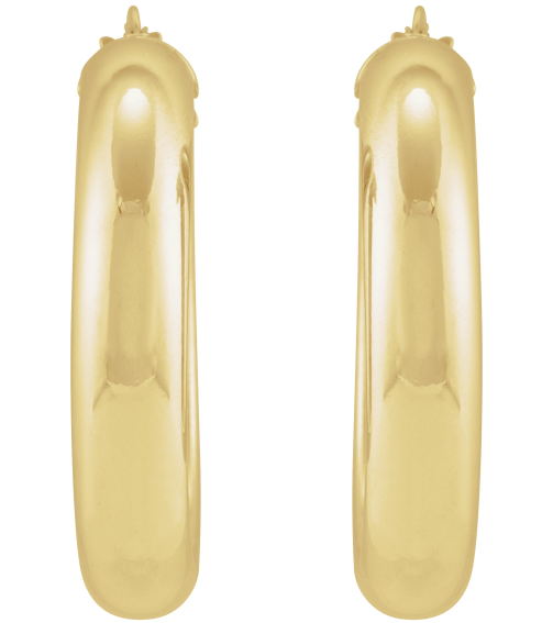 689092 Earring 14K Yellow 30 Mm 4.6 Mm Pair Catch Polished Half Round Tube Hoop Earrings