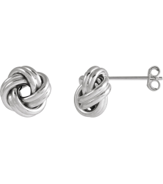 689093 Earring 14K White 8 X 8 Mm Pair Friction Backs Included Polished Hollow Knot Earrings