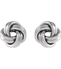 689093 Earring 14K White 10 X 10 Mm Pair Friction Backs Included Polished Hollow Knot Earrings