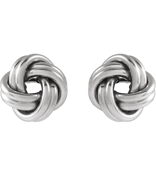 689093 Earring 14K White 10 X 10 Mm Pair Friction Backs Included Polished Hollow Knot Earrings