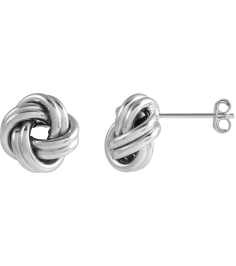 689093 Earring Sterling Silver 10 X 10 Mm Pair Friction Backs Included Polished Hollow Knot Earrings