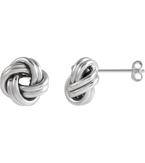689093 Earring Sterling Silver 10 X 10 Mm Pair Friction Backs Included Polished Hollow Knot Earrings
