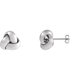689094 Earring 14K White 10 X 10 Mm Pair Friction Backs Included Polished Hollow Knot Earrings