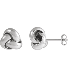 689094 Earring 14K White 9 X 9 Mm Pair Friction Backs Included Polished Hollow Knot Earrings