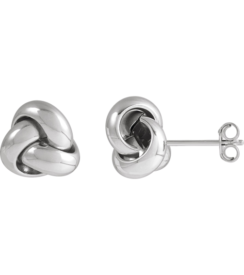 689094 Earring 14K White 9 X 9 Mm Pair Friction Backs Included Polished Hollow Knot Earrings