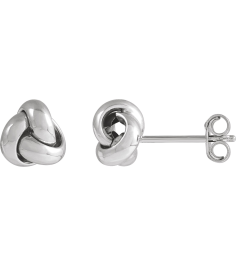 689094 Earring 14K White 6 X 6 Mm Pair Friction Backs Included Polished Hollow Knot Earrings