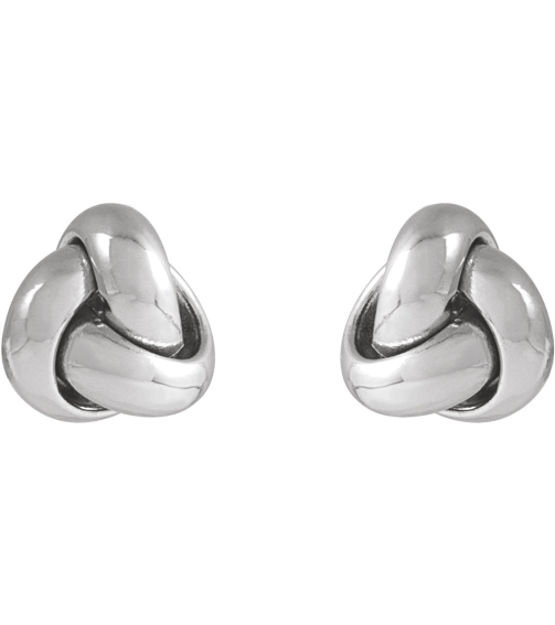 689094 Earring 14K White 6 X 6 Mm Pair Friction Backs Included Polished Hollow Knot Earrings
