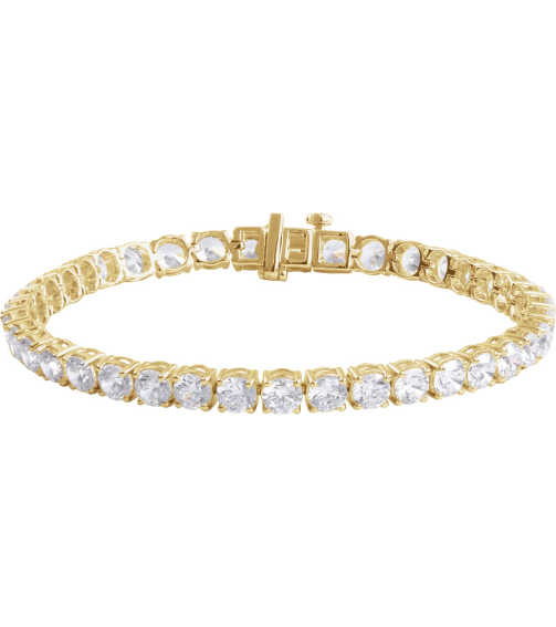 Brc951 Bracelet Set 14K Yellow Round Lab-Grown Diamond 4.25Mm 12 Ctw Vs, F+ 7 In Polished 12 Ctw Lab-Grown Diamond Line Bracelet