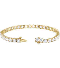Brc951 Bracelet Set 14K Yellow Round Lab-Grown Diamond 4.25Mm 12 Ctw Vs, F+ 7 In Polished 12 Ctw Lab-Grown Diamond Line Bracelet