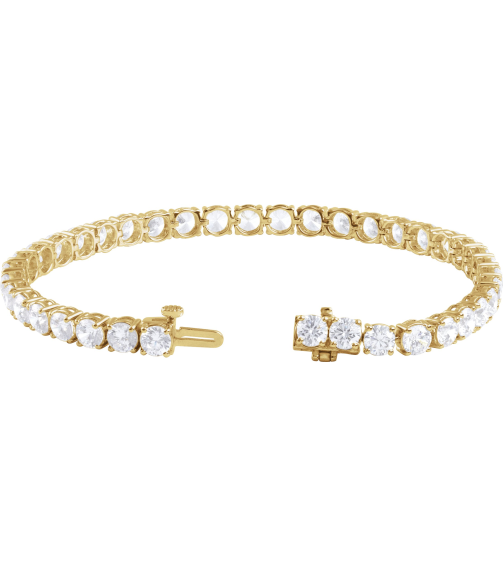 Brc951 Bracelet Set 14K Yellow Round Lab-Grown Diamond 4.25Mm 12 Ctw Vs, F+ 7 In Polished 12 Ctw Lab-Grown Diamond Line Bracelet