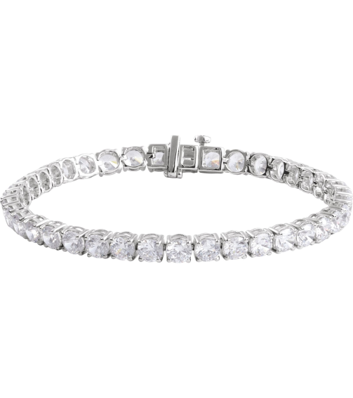 Brc951 Bracelet Set 14K White Round Lab-Grown Diamond 4.25Mm 12 Ctw Vs, F+ 7 In Polished 12 Ctw Lab-Grown Diamond Line Bracelet