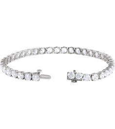Brc951 Bracelet Set 14K White Round Lab-Grown Diamond 4.25Mm 12 Ctw Vs, F+ 7 In Polished 12 Ctw Lab-Grown Diamond Line Bracelet