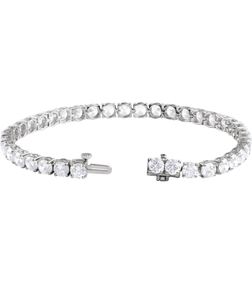 Brc951 Bracelet Set 14K White Round Lab-Grown Diamond 4.25Mm 12 Ctw Vs, F+ 7 In Polished 12 Ctw Lab-Grown Diamond Line Bracelet
