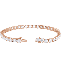 Brc951 Bracelet Set 14K Rose Round Lab-Grown Diamond 4.25Mm 12 Ctw Vs, F+ 7 In Polished 12 Ctw Lab-Grown Diamond Line Bracelet