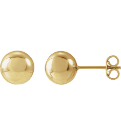 689073 14K Yellow 8 Mm Pair Friction Backs Included Polished Ball Earrings
