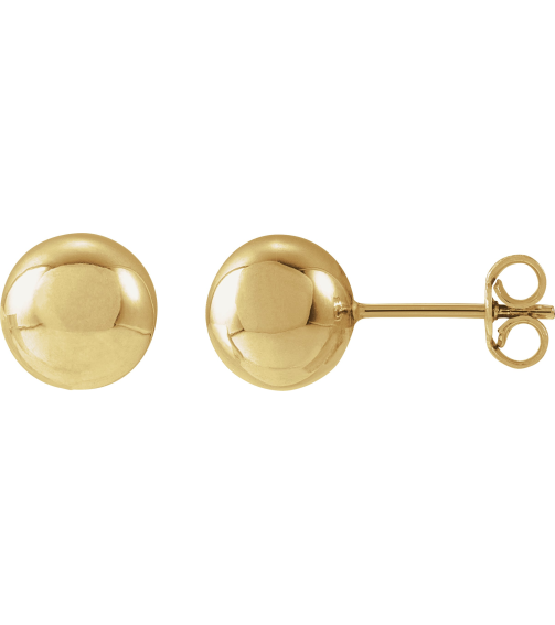 689073 14K Yellow 8 Mm Pair Friction Backs Included Polished Ball Earrings