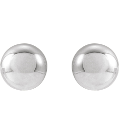 689073 14K White 8 Mm Pair Friction Backs Included Polished Ball Earrings