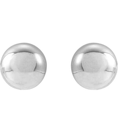 689073 14K White 8 Mm Pair Friction Backs Included Polished Ball Earrings