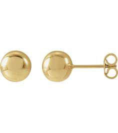 689073 14K Yellow 7 Mm Pair Friction Backs Included Polished Ball Earrings