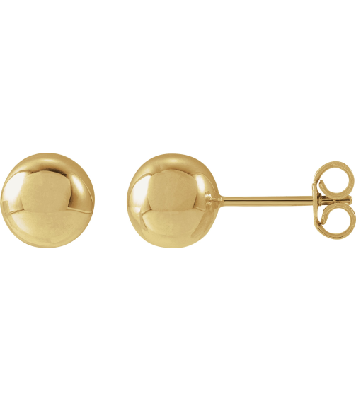 689073 14K Yellow 7 Mm Pair Friction Backs Included Polished Ball Earrings