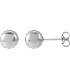 689073 14K White 7 Mm Pair Friction Backs Included Polished Ball Earrings