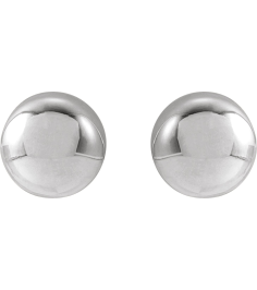 689073 14K White 7 Mm Pair Friction Backs Included Polished Ball Earrings