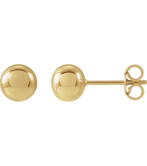 689073 14K Yellow 6 Mm Pair Friction Backs Included Polished Ball Earrings