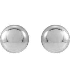 689073 14K White 6 Mm Pair Friction Backs Included Polished Ball Earrings