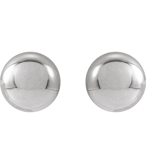 689073 14K White 6 Mm Pair Friction Backs Included Polished Ball Earrings