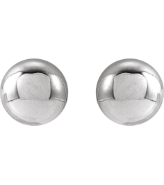 689073 14K White 5 Mm Pair Friction Backs Included Polished Ball Earrings