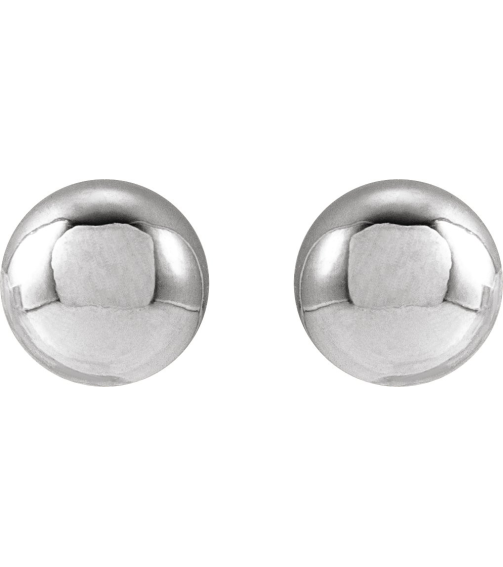 689073 14K White 5 Mm Pair Friction Backs Included Polished Ball Earrings