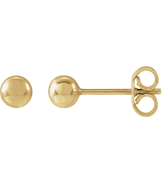689073 14K Yellow 4 Mm Pair Friction Backs Included Polished Ball Earrings