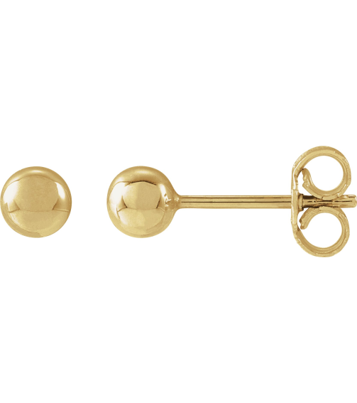 689073 14K Yellow 4 Mm Pair Friction Backs Included Polished Ball Earrings