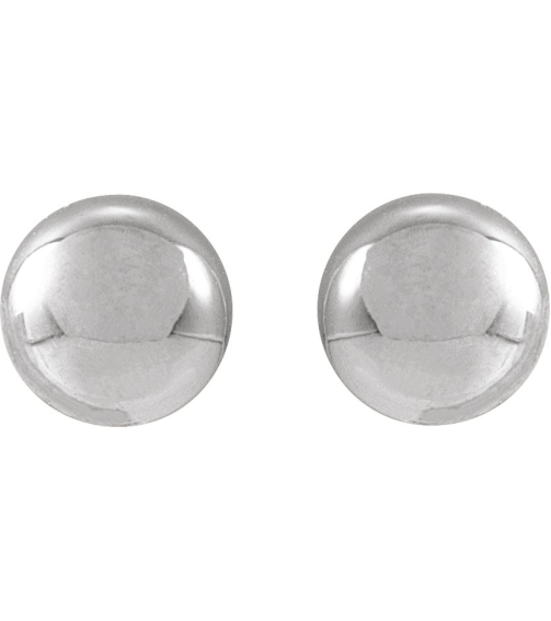 689073 14K White 4 Mm Pair Friction Backs Included Polished Ball Earrings