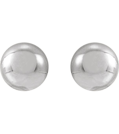689073 14K White 3 Mm Pair Friction Backs Included Polished Ball Earrings
