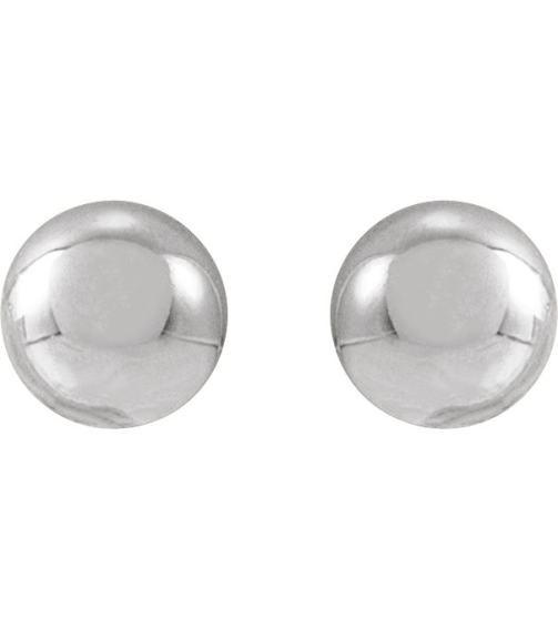 689073 14K White 3 Mm Pair Friction Backs Included Polished Ball Earrings